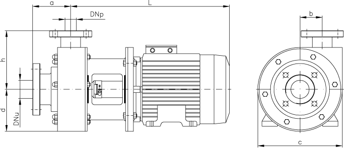 Dimenziona skica centrifugalne pumpe